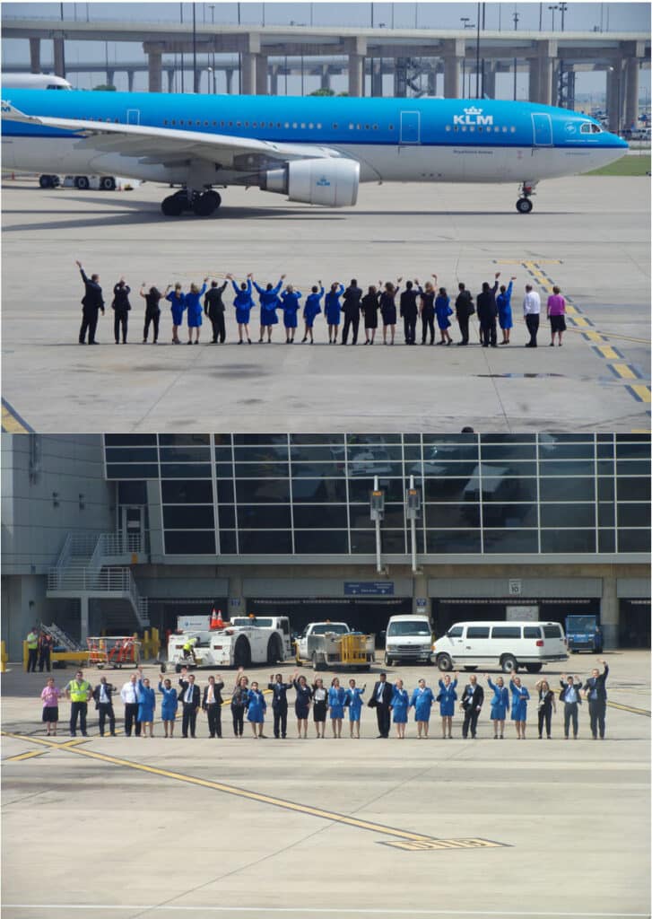 KLM ground team waves off last flight of season