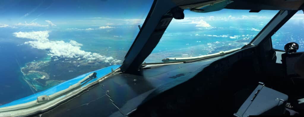 Blue oceans from cockpit