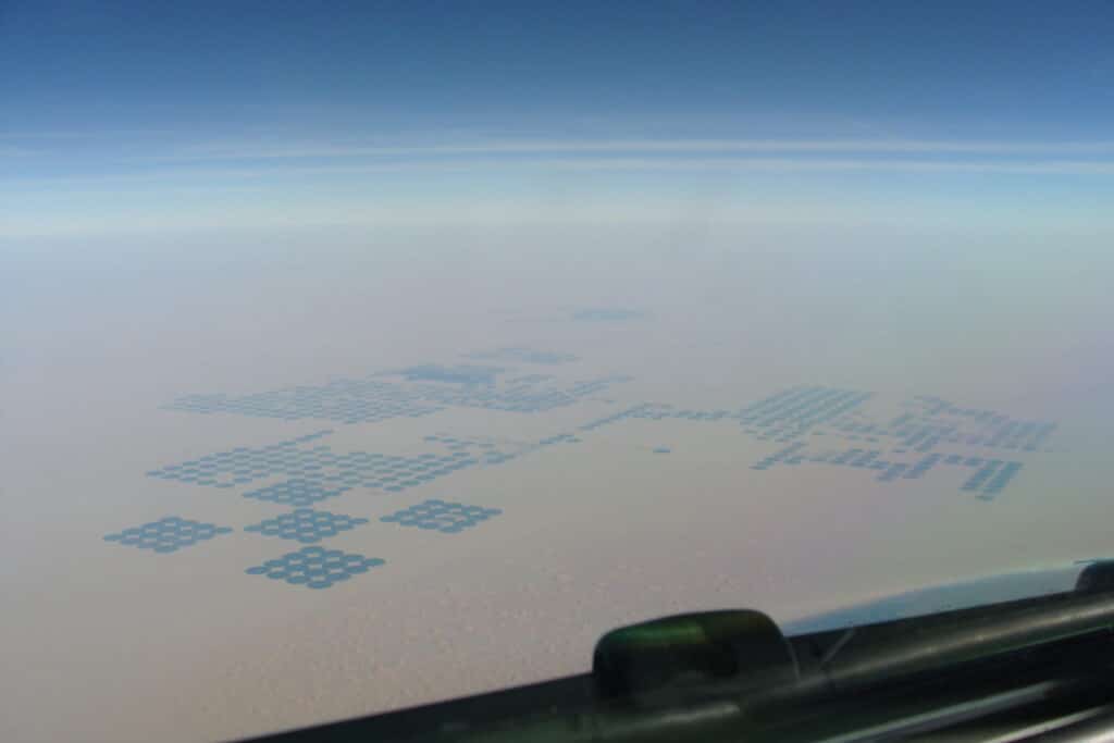Green spray fields in the Sahara Desert of Libya